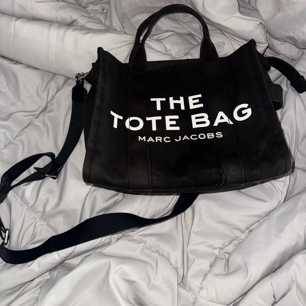 Marc Jacobs Black Canvas Tote Bag with Bold Branding